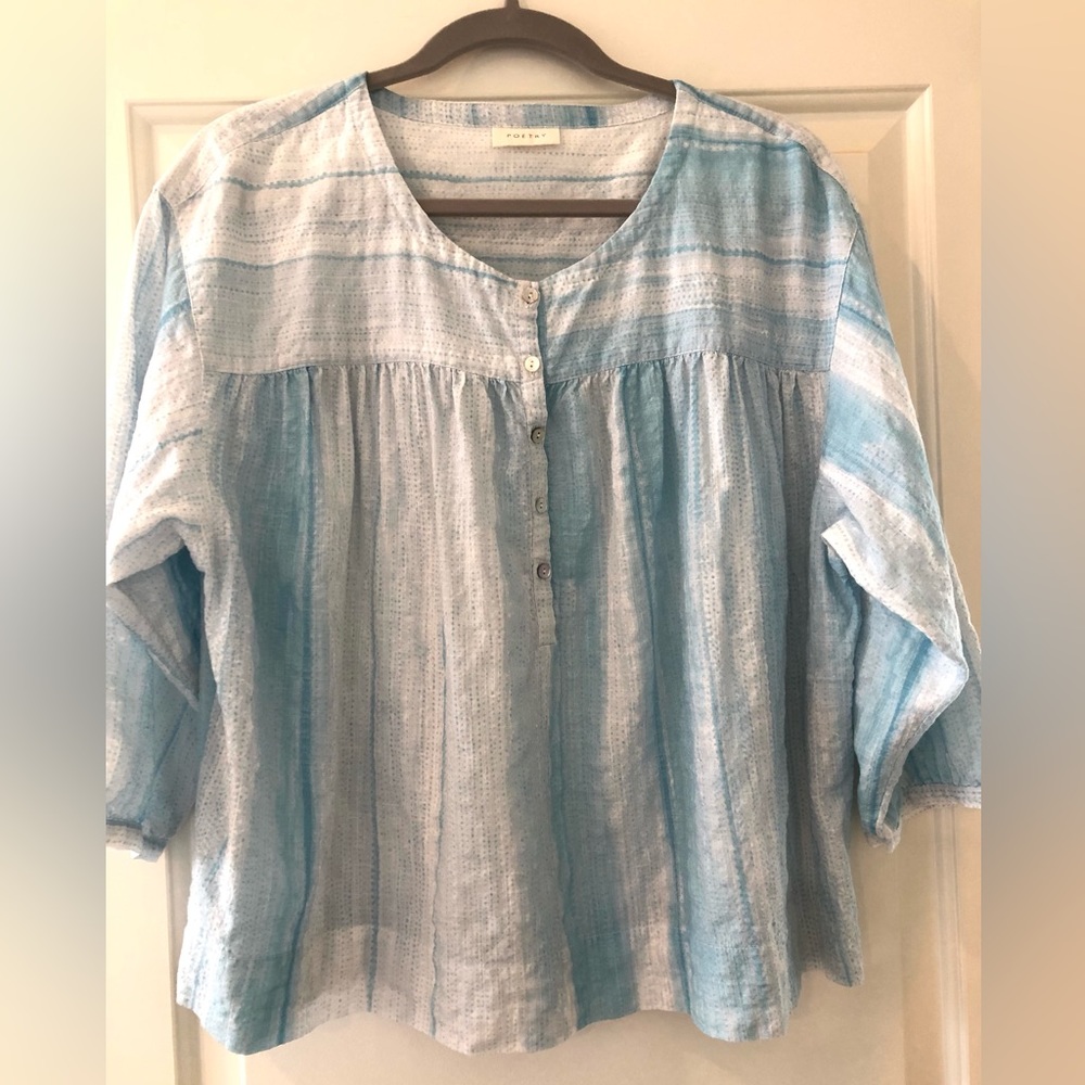 Poetry Blue and White Blouse Size 14